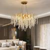 Candelabros de Ramas y Enredaderas Vintage Francés Lujo Atmosférico Sentido de Alta Gama Luz de Vestíbulo Ramas Creativas Borla Cristal Luz Principal para Sala de Estar