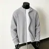 Cardigã de tricô com zíper liso para homens, jaqueta de tricô, casaco solto popular de outono e inverno, gola alta, marca da moda, comércio exterior atacado transfronteiriço