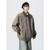 Otoño 2026 Nuevo Chaqueta de Cuero para Hombre Tejida con Bloques de Color Cuello Retro Sensación de Alta Gama Chaqueta Abrigo Sensación de Alta Gama Moderna
