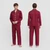 Pijama de Fibra de Bambú para Hombre Otoño Sencillo Casual Ropa de Casa Conjunto de Pijama Ropa Exterior Manga Larga Conjunto de Ropa para el Hogar Hombre