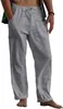 Pantalones Largos de Lino para Hombre Yoga Playa Cintura sin Elástico Cordón Bolsillos Múltiples Casual Transpirables 2022