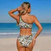 2026 Novo Biquíni Sexy Feminino de Um Ombro com Fenda Estilo Europeu e Americano Roupa de Banho de Praia Saia Curta Roupa de Banho