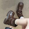 2025 Nuevas Botas de Moda Coreana para Verano, Versátiles, Punta Redonda, Tacón Grueso, Suela Gruesa para Mujer, con Faldas y Suelas Suaves