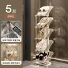 Zapatero multicapa, simple y ahorrador de espacio para apartamentos de alquiler, organizador de zapatos detrás de la puerta, estante de almacenamiento para dormitorios, zapatero inclinado de lujo ligero