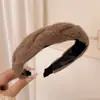 Faixa de Cabeça Maillard Outono e Inverno para Mulheres com Testa Alta Faixa de Cabeça de Tricô Xadrez de Aba Larga Estilo Suave Modelagem Facial Acessórios de Cabelo para Passeio