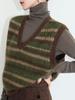 Tejido de Punto Jacquard de Capas Contrastantes con Cuello en V para Mujer Otoño e Invierno 2024 Nuevo Chaleco de Punto