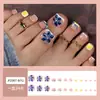 Uñas de Dedo del Pie con Pedrería Estilo Francés Floral Tridimensional, Estilo Suave de Comercio Exterior, Uñas Postizas Iluminadoras para la Piel, 24 Piezas de Pegatinas para Uñas de Dedo del Pie Lote Mixto