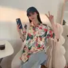 Camisa Floral de Manga Curta para Férias no Havaí para Mulheres Roupas de Viagem para Sanya Camisa Estilo Hong Kong Praia Litorânea Super Fada