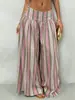 2026 Otoño Invierno Retro Bohemio Occidental Rayas Pantalones de Pierna Ancha Cintura Alta Cintura Elástica Estilo Nómada Casual Largo hasta el Suelo