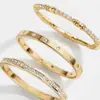 Anillo de Oro de 18 Quilates Incrustado con Circonita, Juego de Anillos de Tres Capas de 3 Piezas, Lujo Ligero, Estilo de Gama Alta, Anillo de Dedo Elegante, Joyería de Mano Transfronteriza Europea y Americana