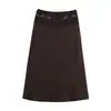 Ropa Europea y Americana Transfronteriza para Mujer Aliexpress Ins Popular Falda Midi de Encaje Patchwork Color Café Negro Azul Sudeste Asiático