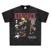 Camiseta de manga curta com estampa de hip-hop kung fu retrô americana transfronteiriça, blusa de moletom com capuz e gola redonda da moda de rua