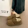 Zapatos de estilo Birkenstock de alta gama, forrados de felpa, con suela blanda, nuevos, retro, para otoño/invierno, de suela gruesa, con cierres de frijol mágico, planos, cálidos y cómodos, de algodón, para usar en interiores