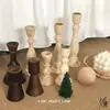 Candelabro de madera retro pequeño tjj vela Corea del Sur ins decoración de escritorio hogar base de vela de tronco foto