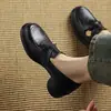 Mocasines Retro Redondos de Suela Gruesa para Mujer 2026 Otoño Nuevo Estilo Tacón Grueso Slip-on Estilo Británico Otoño Zapatos Pequeños de Cuero para Mujer