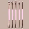 Set de 5 Brochas de Maquillaje Doble Cara Transfronterizo, Brocha para Base y Rubor, Brocha de Contorno de Tres Colores con Cerdas Suaves, Brocha para Polvo Suelto, Herramientas de Belleza de Comercio Exterior