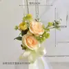 Nuevos tiradores de puerta florales versátiles para respaldo de silla de boda al aire libre, decoraciones florales para escaleras, decoraciones para coche de boda en la iglesia y accesorios florales artificiales.