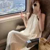 Vestido de Verano 2026 Estilo Nuevo Estilo Vacacional con Cuello Halter para Mujer, Vestido de Hada Suelto y Fluido, Vestido Largo que Adelgaza y Estiliza sin Hombros