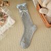 Calcetines de Flores Dulces Tridimensionales Estilo Coreano para Mujer, Delgados para Primavera y Verano, Estilo Japonés, Perlas, Color Sólido, Borde Enrollado, Sueltos