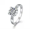 Anillo de Compromiso de Plata Pura S925 Venta Caliente Transfronteriza Anillo de Toro Europeo y Americano con Diamante Moissanita de Un Quilate Venta al por Mayor