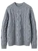 Suéter de punto de cachemira para mujer con cuello redondo, suéter de cachemira jacquard tipo pullover, top de punto de estilo holgado y casual