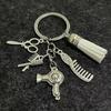 Secador de Cabelo Pente Tesoura Franja Barbeiro Profissional Chaveiro Designer de Penteado Chaveiro