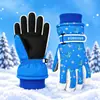 Crianças de 3 a 17 anos, crianças luvas infantis grossas à prova de frio, à prova d'água, à prova de vento, antiderrapantes, quentes, de algodão para neve para esqui, inverno