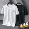 Compra Uno y Llévate Otro Gratis Camiseta Unisex de Manga Corta de Verano, Camiseta Base de Corte Holgado, Top de Camiseta de Marca de Moda de Media Manga para Estudiante Hombre