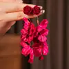 Brincos de Pérola com Flor em Veludo de Agulha de Prata Estilo Férias na Praia Studs Brincos Frescos e Doces com Design Único
