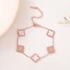 Pulsera de trébol de cuatro hojas de acero de titanio inmarcesible con diamantes, pulsera de dijes de moda de oro rosa de 18 quilates, estilo europeo y americano, pulsera de cinco flores