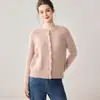 Suéter 100% Cachemir Puro para Mujer, Cuello Redondo, Cardigan de Hilo con Puntos Arcoíris, Abrigo Grueso y Cálido, Tejido Holgado y Elegante