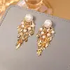 Pendientes de Lentejuelas con Borlas de Hojas de Trigo Moda Estilo Hong Kong Pendientes Largos Lujo Accesible Zirconia Exquisita Pendientes Pesados