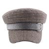 Gorra de Pintor Pied de Poule para Mujer Estilo K Harajuku Literaria Retro de Copa Plana Gorra Militar Otoño e Invierno de Lana Versátil Octogonal