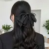 Pinza para el pelo con lazo de satén y estampado de leopardo de estilo retro para mujer, Nuevo clip de lujo para coleta, Pasador semi-sujeto en la parte posterior de la cabeza