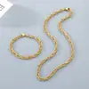 Collar de Cadena Trenzada Doble Retorcida para Hombres y Mujeres, Estilo Unisex, Pulsera de Cadena Trenzada Personalizada de Alta Gama, Joyería de Acero Inoxidable, Accesorios Transfronterizos