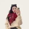 Bufanda larga de seda con lunares vintage y pliegues de algodón y lino para mujer, bufanda de otoño ligera y transpirable, chal de viaje