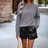Suéter con Mangas de Punto Trenzado de Color Sólido y Patchwork Transfronterizo Europeo y Americano para Mujer, Corte Holgado, Hombros Caídos, Rejuvenecedor, Favorecedor del Tono de Piel, Suéter Informal de Moda