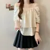 Camisa Cuadrada de Manga Abullonada Estilo Francés Talla Grande para Mujer, Moda de Verano, Blusa de Alto Gama Estilo Muñeca, Favorecedora para Mujeres con Curvas, Top Adelgazante