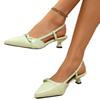 2025 Primavera y Verano Nuevo Estilo Punta Afilada Stiletto Moda Zapatos de Mujer Charol Tacón Medio Delgado Espalda Hueca Zapatos Individuales Tacones Altos