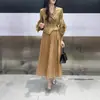 Vestido Longo Plissado Feminino Plus Size, Novo Estilo Outono 2025, Elegante Vestido Longo para o Trabalho, Roupa Feminina de Comércio Exterior Europeia e Americana