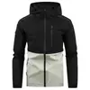 Jaqueta com Capuz Masculina Nova para Primavera e Outono Casual à Prova de Vento para Exterior Jaqueta Transfronteiriça Jaqueta Top Combinação de Cores Versátil