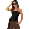 2025 Transfronterizo Trendy Deseo Puro Estilo Chica Caliente Top de Tubo con Volantes y Cinta para Mujer Nicho Adelgazante Verano