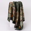 Lenço de Seda com Padrão Paisley Clássico Europeu e Americano para Mulheres, Lenço de Cabeça Versátil da Moda em Seda Sintética, Lenço Quadrado de 90cm, Atacado Transfronteiriço