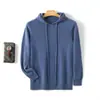 Ropa lista para usar de una línea Suéter de lana nuevo para primavera y otoño Suéter con capucha para hombre Color liso Sudadera con capucha de punto de lana Camisa de capa base