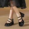 Zapatos Mary Jane Estilo Francés para Mujer, Nuevo Modelo Primavera/Verano 2026, Boca Baja, Correa Única, Tacones Altos Impresionantes, Zapatos de Cuero con Suela Gruesa