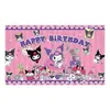 Tema Kuromi Decoración Fiesta de Cumpleaños de Kuromi Plato de Papel de Kuromi Servilleta Mantel Mantel de Papel Vaso de Papel Set de Banderines
