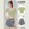 Traje de yoga para mujer, ropa de verano sencilla, nueva moda, para correr por la mañana, deportes con almohadilla para el pecho, ropa de secado rápido, ropa para correr, fitness, manga corta
