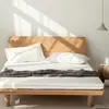 Sábana Bajera Ajustable de Algodón Lavado a Cuadros Estilo Japonés Muji Color Sólido Algodón Puro Sábana Simple