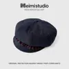 Boletim de Atacado 25 Anos Outono Inicial Novo Boina de Jeans com Renda para Mulheres, Estilo Retrô Japonês, Design Único, Chapéu de Artista Emagrecedor, Moderno