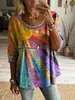 2026 Sitio Independiente Transfronterizo Temu Nuevo Arte Floral Bohemio Casual Hueco Arrugado de Burbuja Top de Cuello Redondo
